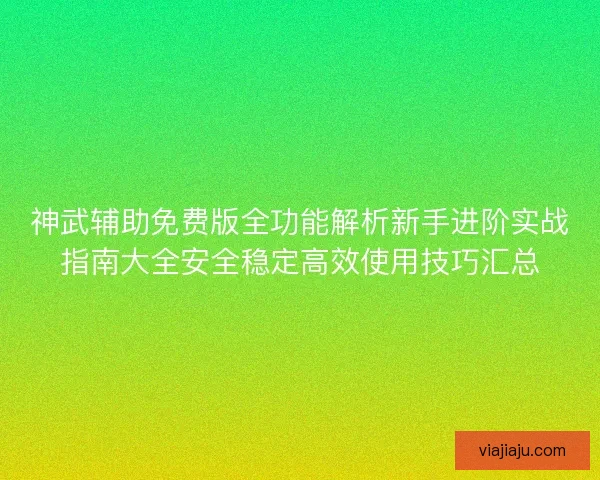 神武辅助免费版全功能解析新手进阶实战指南大全安全稳定高效使用技巧汇总
